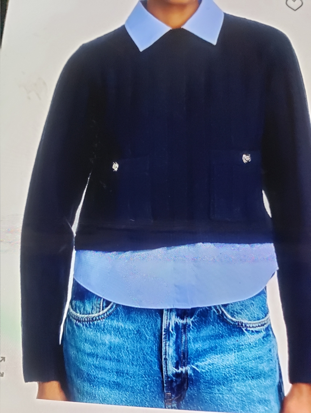 French Connection Elie Navy Cropped Knit Sweater